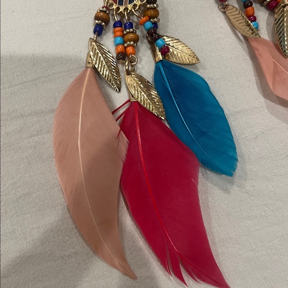 NEW FEATHER TASSEL EARRINGS - Picture 3 of 4